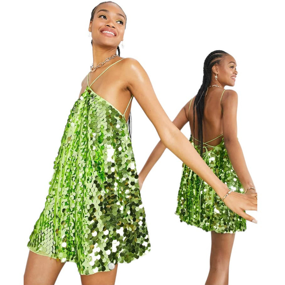 ASOS Lime Green Sequin Mini Dress